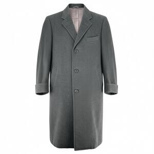 Vintage Moorbrook Wool Cashmere Overcoat 40R England Gray Trench Coat 80s 90s